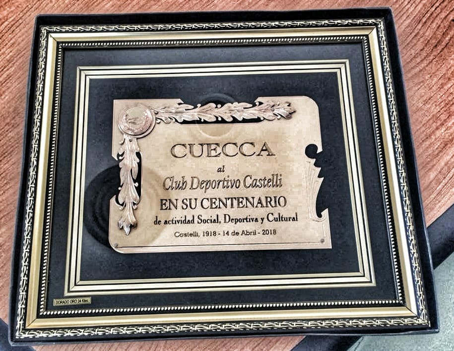 CUECCA SALUDO A CLUB DEPORTIVO CASTELLI EN SU 100° ANIVERSARIO