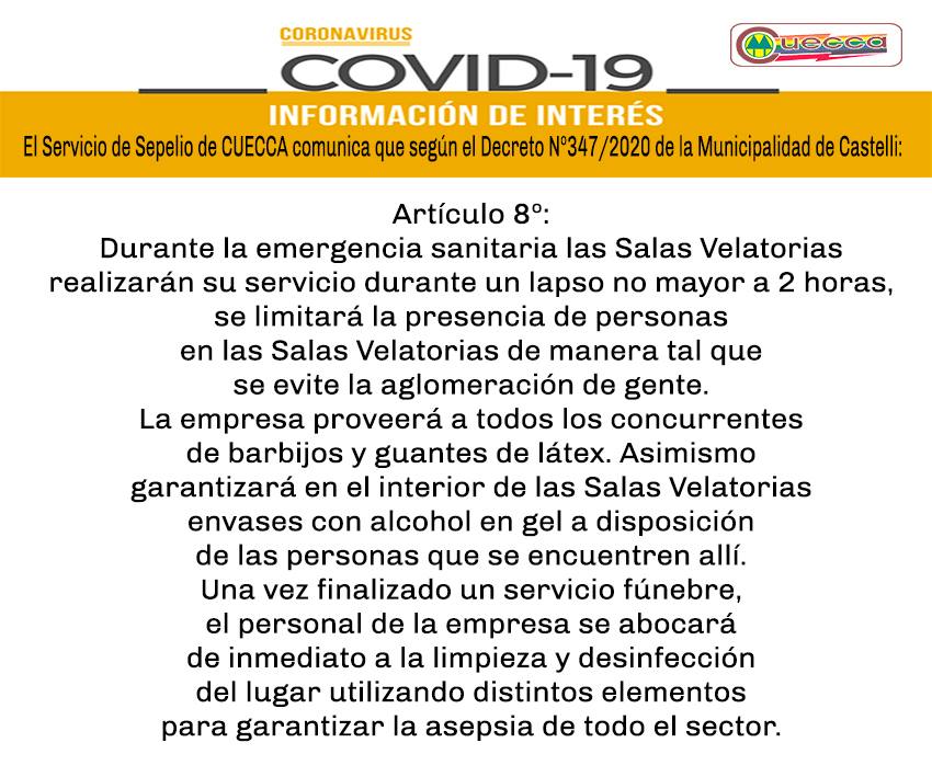 CUECCA: INFORMACIÓN DEL SERVICIO DE SEPELIO POR CORONAVIRUS